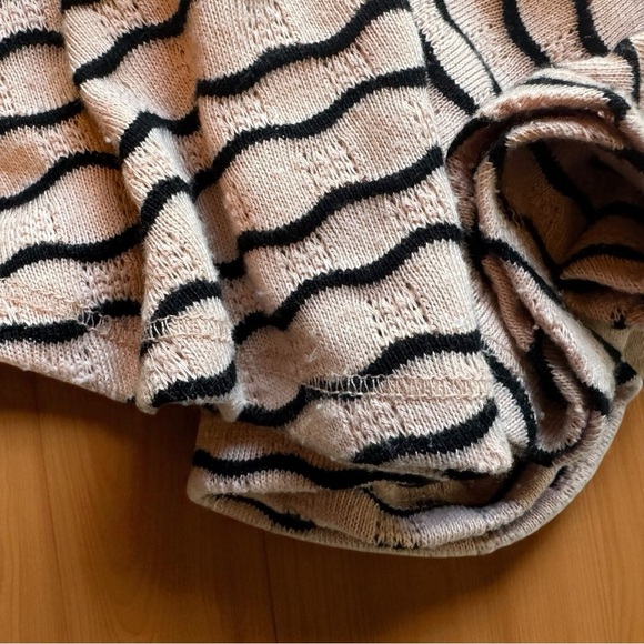 Free People Scalloped Wavy Knit Peplum Top - Blush & Black - Size Small - Picture 10 of 14